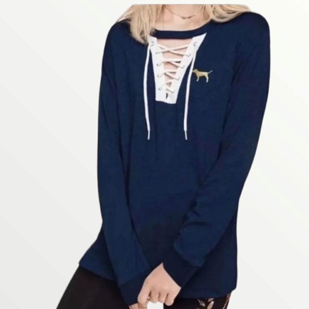 Victoria's Secret Pink Bling Long Sleeve Campus T Shirt Glitter Studded …